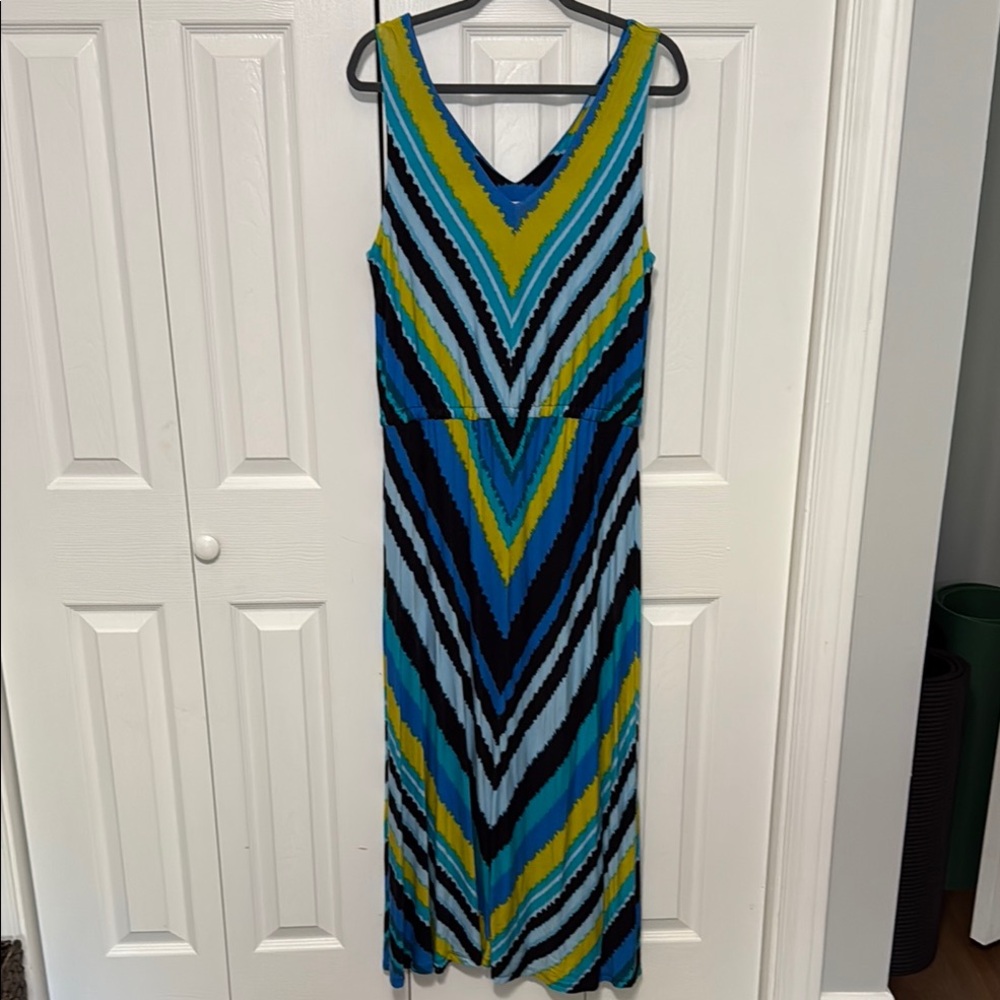 Calvin Klein Vibrant Multicolor Chevron Maxi Dress 14W
